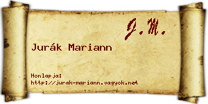 Jurák Mariann névjegykártya